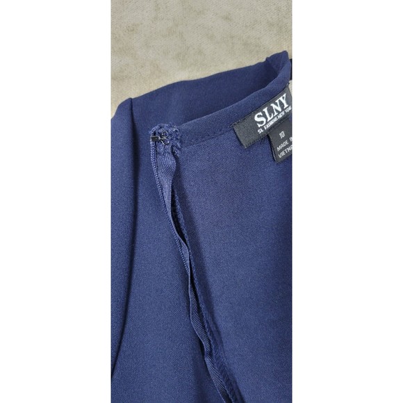 SL Fashions Women's Short Sleeve Dress Lace Embossed Sequin Blue Size 10 - Picture 16 of 16